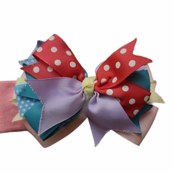 Colorful Bow Pink Headband Baby Girl - Picture 2 of 6